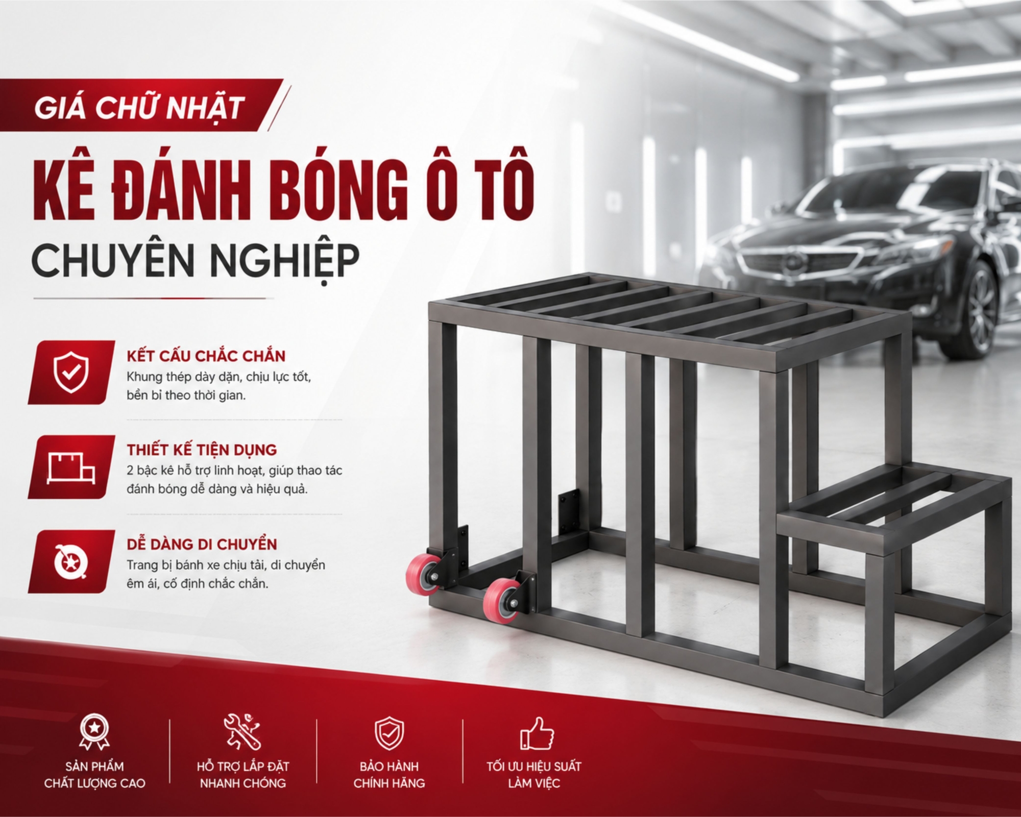 Nâng Tầm Dịch Vụ Detailing Cùng Giá Chữ Nhật Kê Đánh Bóng Ô Tô Chuyên Nghiệp