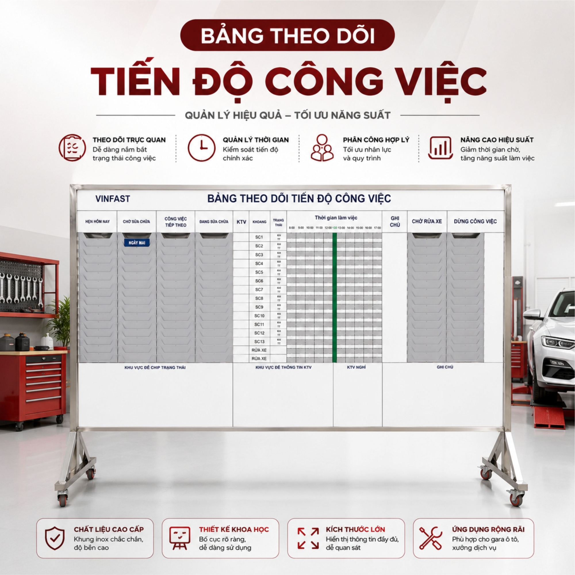 Bảng Theo Dõi Tiến Độ Công Việc Và Tài Liệu Chuẩn Vinfast TBVN-BTĐ