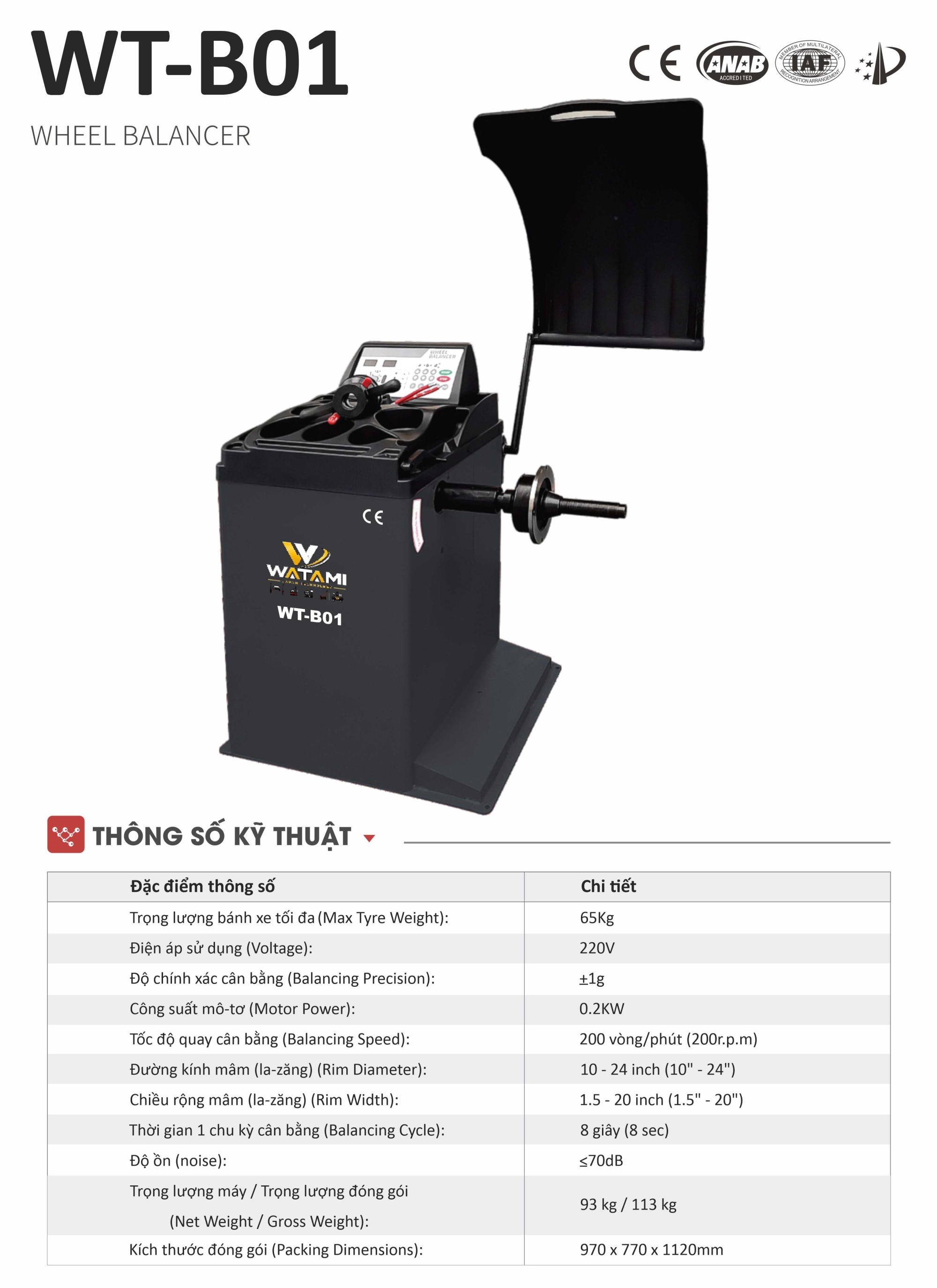 Máy cân mâm xe ô tô WATAMI WT-B01