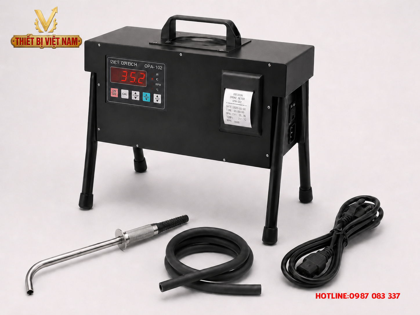 Máy đo độ khói động cơ Diesel QROTECH OPA-102 chính hãng Hàn Quốc, thiết kế xách tay nhỏ gọn