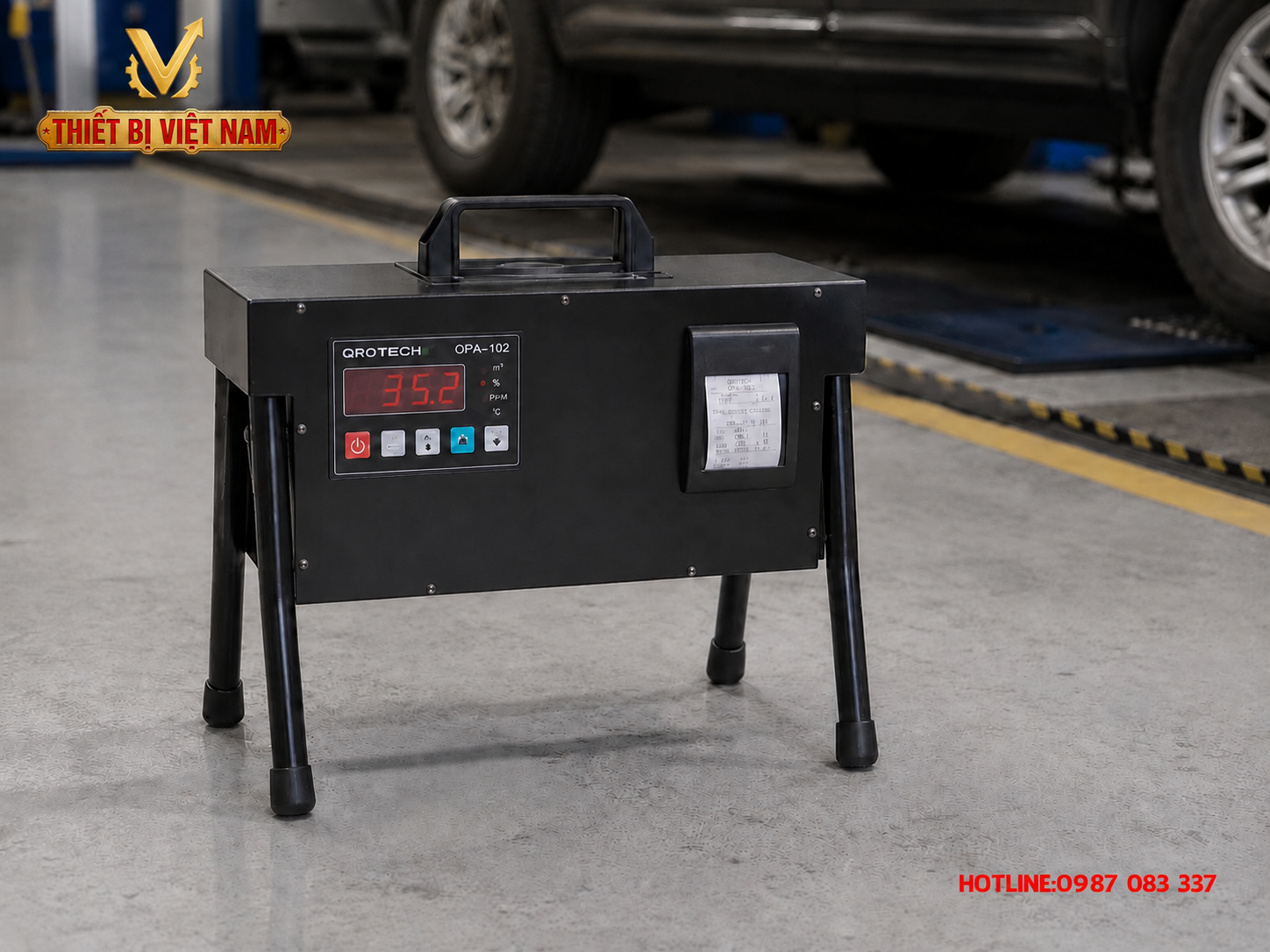 Máy kiểm tra khí xả Diesel QROTECH OPA-102 kèm đầu lấy mẫu khí xả, ống dẫn và dây nguồn