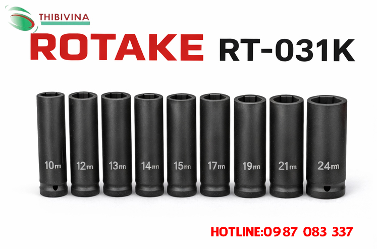 Bộ tuýp mở ốc bánh xe 1/2 inch ROTAKE RT-031K 10 chi tiết chịu lực cao cho gara sửa xe