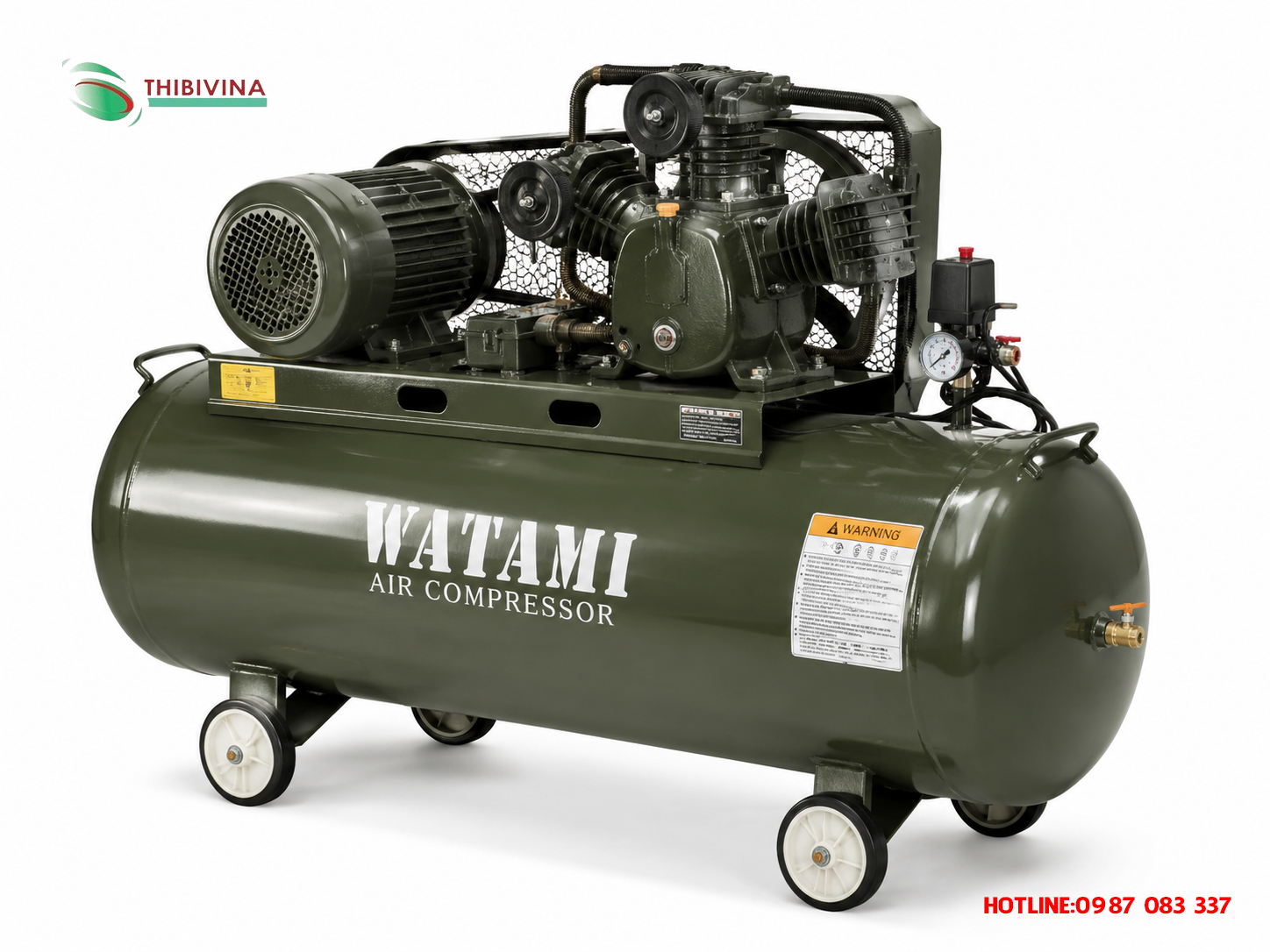 Máy nén khí piston WATAMI 2.2kW bình 120L dùng cho garage ô tô
