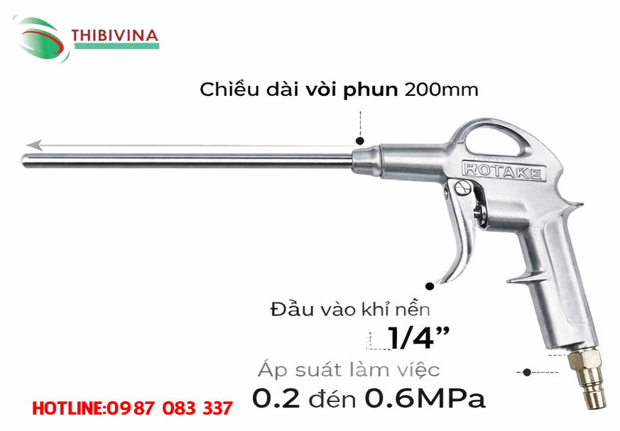 Súng thổi khí thân nhôm ROTAKE DG-10-3 chính hãng