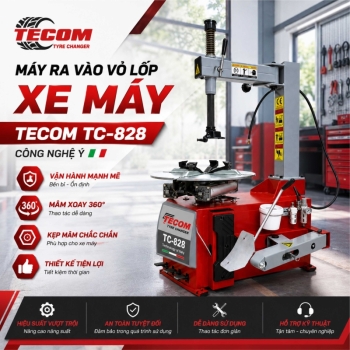 Máy Ra Vào Vỏ Lốp Xe Máy Tecom TC-828 Công Nghệ Ý