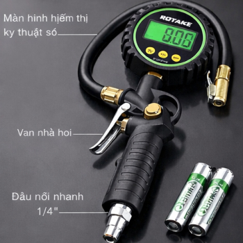 Súng bơm lốp đồng hồ đo áp suất kỹ thuật số ROTAKE TG-20