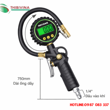 Súng bơm lốp đồng hồ đo áp suất kỹ thuật số ROTAKE TG-20