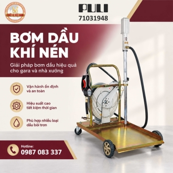 Xe Đẩy Thùng Phuy Có Trụ Bơm Nhớt Và Cuộn Dây Rulo Tự Rút PULI 71031948